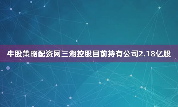牛股策略配资网三湘控股目前持有公司2.18亿股